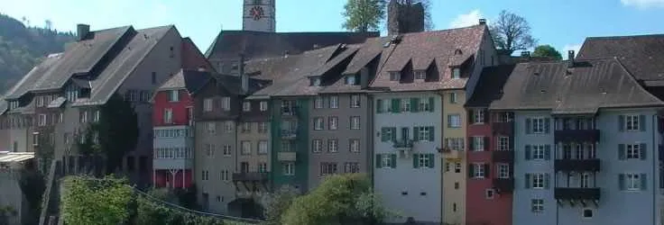 Colourful historic houses in a Swiss town