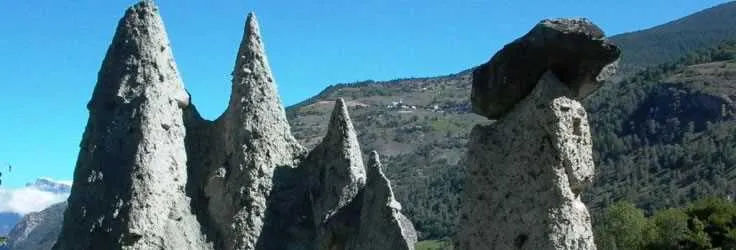 Distinctive eroded rock formations in Switzerland
