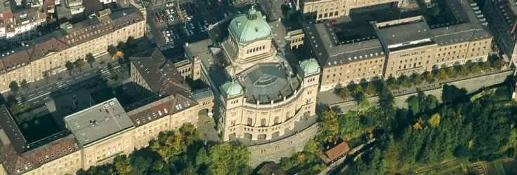 Aerial view of the Federal Palace in Bern