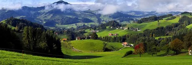 Green rolling landscape in the Swiss Prealps