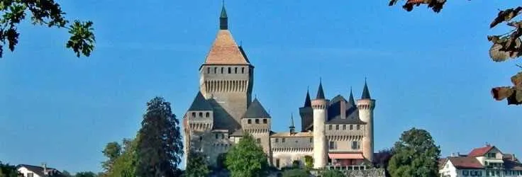 Historic castle beside a Swiss lake