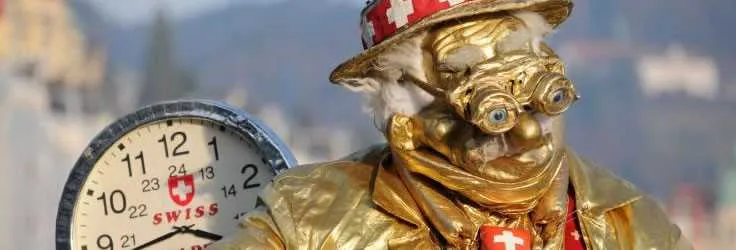 Decorative historic clock and figure in Switzerland