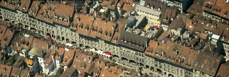 Aerial view of a historic Swiss old town