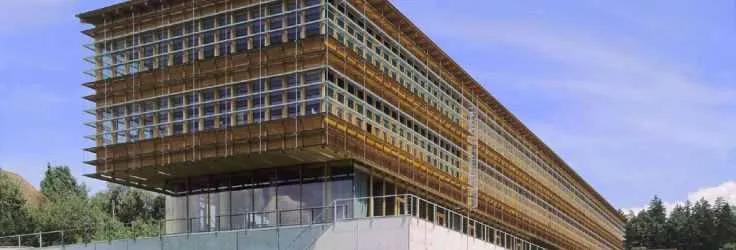 Modern wooden public building in Switzerland
