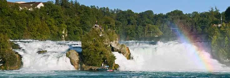 Rhine Falls with rainbow in Switzerland