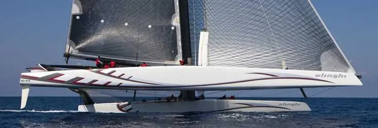 Sailing catamaran on a Swiss lake