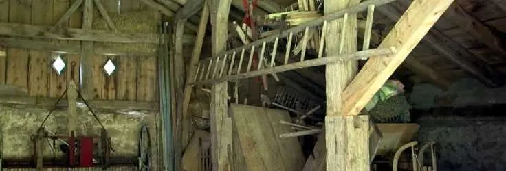 Interior of a traditional wooden Swiss barn